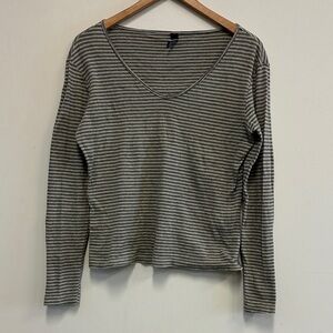 GAP Y2K Dark Green Striped Long Sleeve Tee